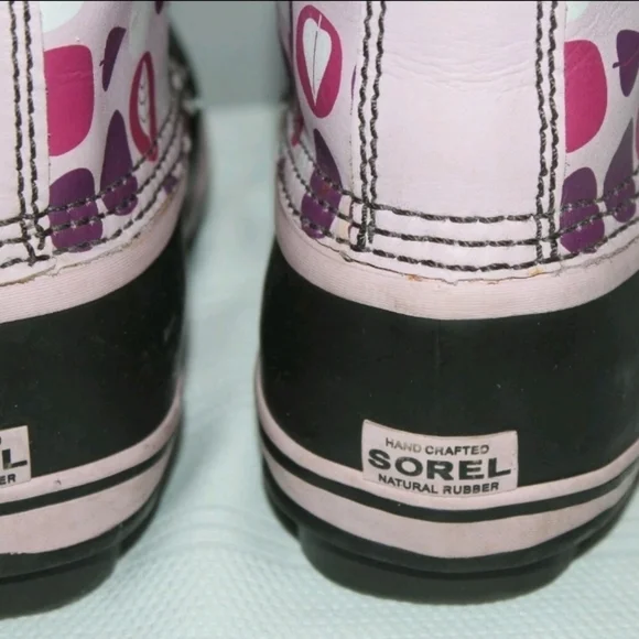 Sorel Women & girls waterproof Snow Rain Boots Brown w pink & purple Size 5 - Picture 6 of 11